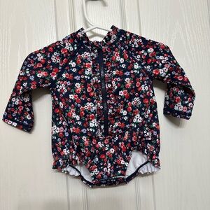Janie and Jack Navy Floral Baby Swimsuit